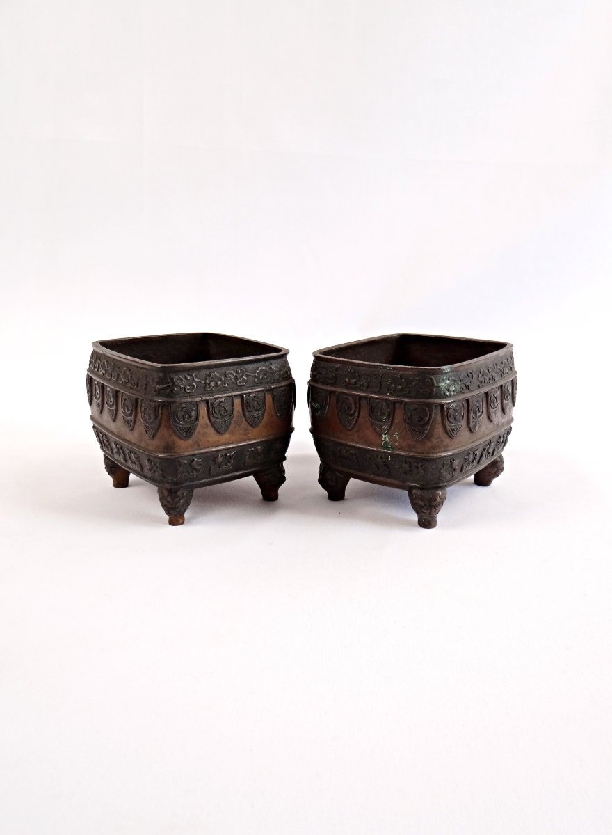 Pair Of Japanese Bronze Incense Burners With Fô Dog Decor, Meiji Period, Late 19th Century-photo-6