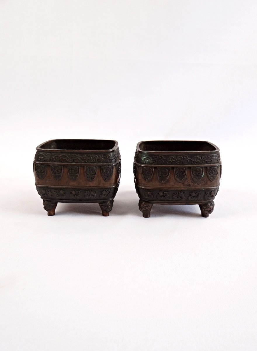 Pair Of Japanese Bronze Incense Burners With Fô Dog Decor, Meiji Period, Late 19th Century-photo-7