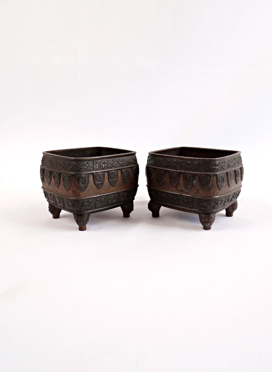 Pair Of Japanese Bronze Incense Burners With Fô Dog Decor, Meiji Period, Late 19th Century-photo-8