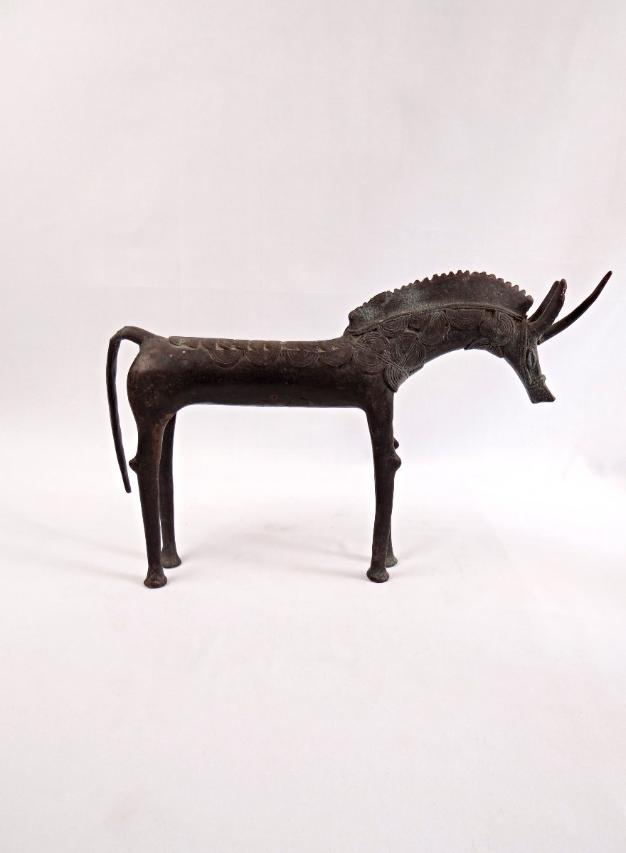 Cheval en Bronze artisanat Africain du Burkina Faso début XXe-photo-4