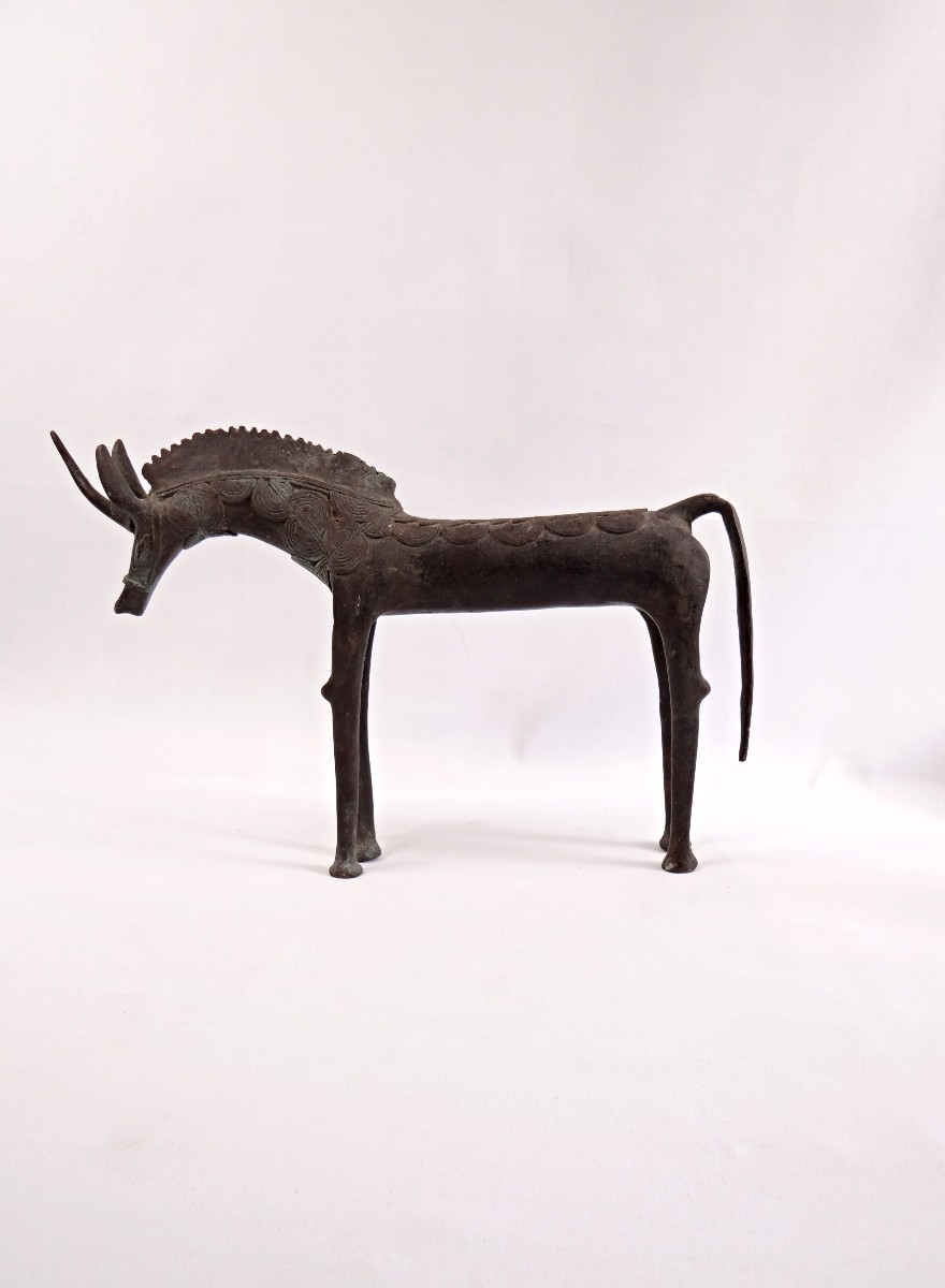 Cheval en Bronze artisanat Africain du Burkina Faso début XXe