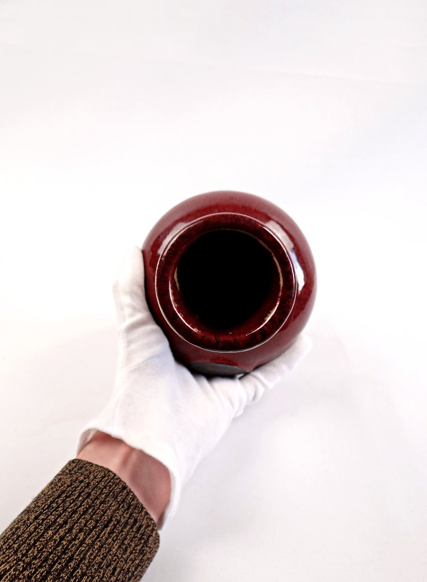 Vase en porcelaine de Chine rouge sang de bœuf shuāng xǐ double bonheur fin XIXe-photo-4