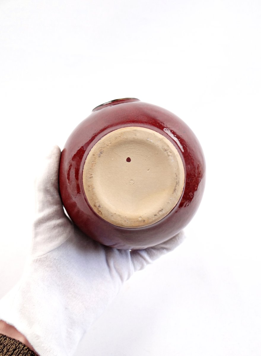 Vase en porcelaine de Chine rouge sang de bœuf shuāng xǐ double bonheur fin XIXe-photo-5