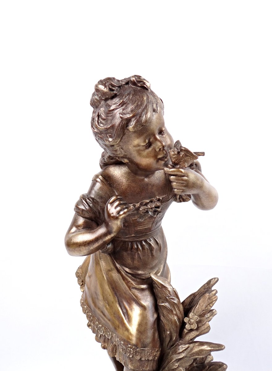 La Charmeuse sculpture allégorique Art Nouveau en bronze signée Auguste Moreau fin XIXe-photo-2