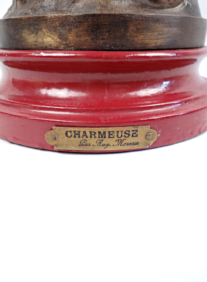 La Charmeuse sculpture allégorique Art Nouveau en bronze signée Auguste Moreau fin XIXe-photo-1