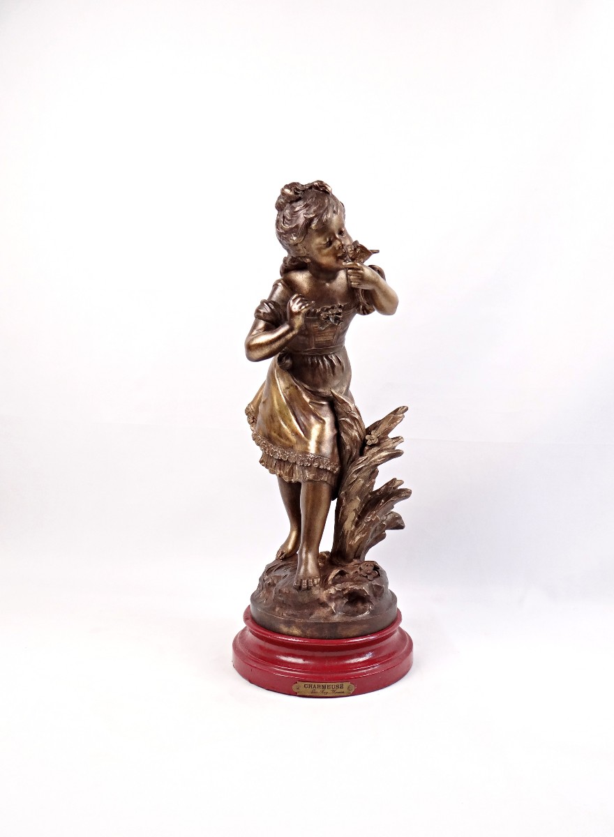 La Charmeuse sculpture allégorique Art Nouveau en bronze signée Auguste Moreau fin XIXe