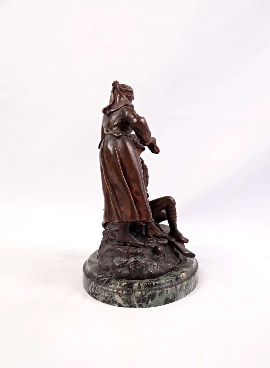 Georges Omerth Infirmière soignant un soldat sculpture Art Déco en Bronze début XXe-photo-3