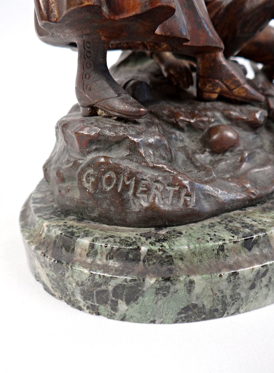 Georges Omerth Infirmière soignant un soldat sculpture Art Déco en Bronze début XXe-photo-8
