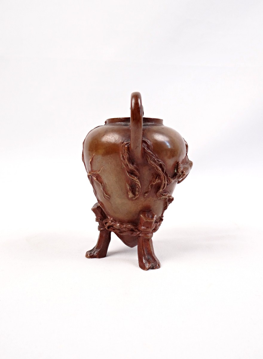 Vase bougeoir en bronze signé Barbedienne & Barrias Art Nouveau fin XIXe-photo-4