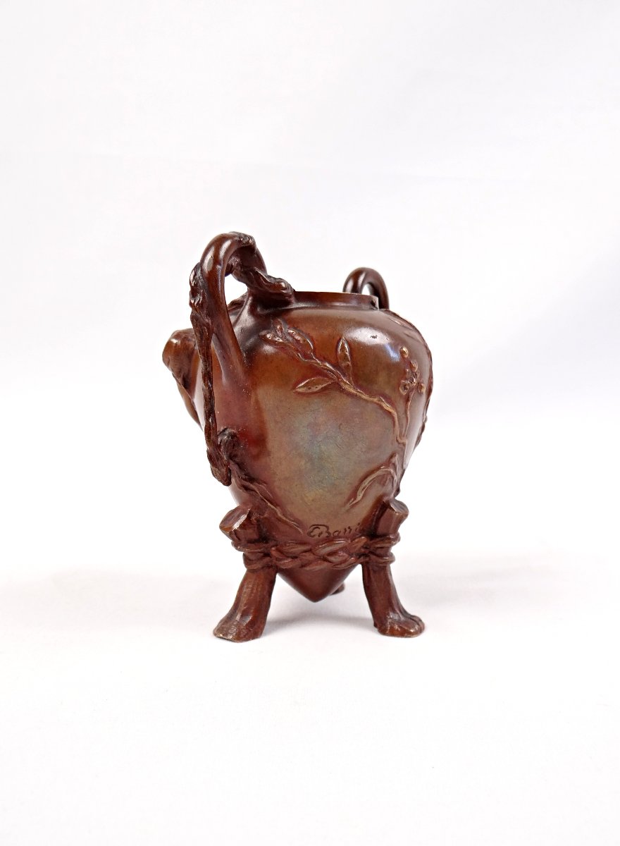 Vase bougeoir en bronze signé Barbedienne & Barrias Art Nouveau fin XIXe-photo-2