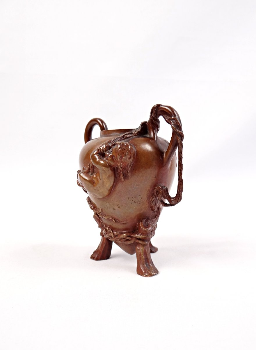 Vase bougeoir en bronze signé Barbedienne & Barrias Art Nouveau fin XIXe-photo-4