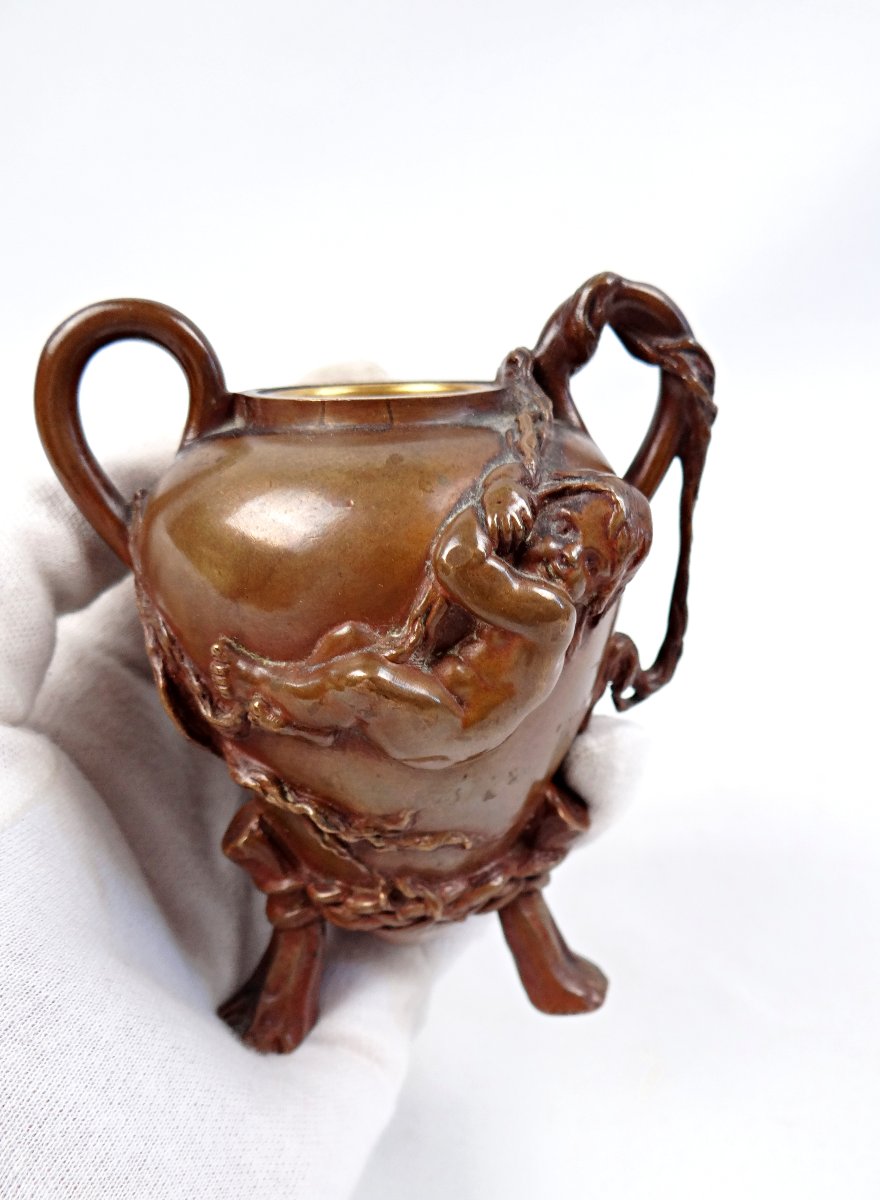 Vase bougeoir en bronze signé Barbedienne & Barrias Art Nouveau fin XIXe-photo-6