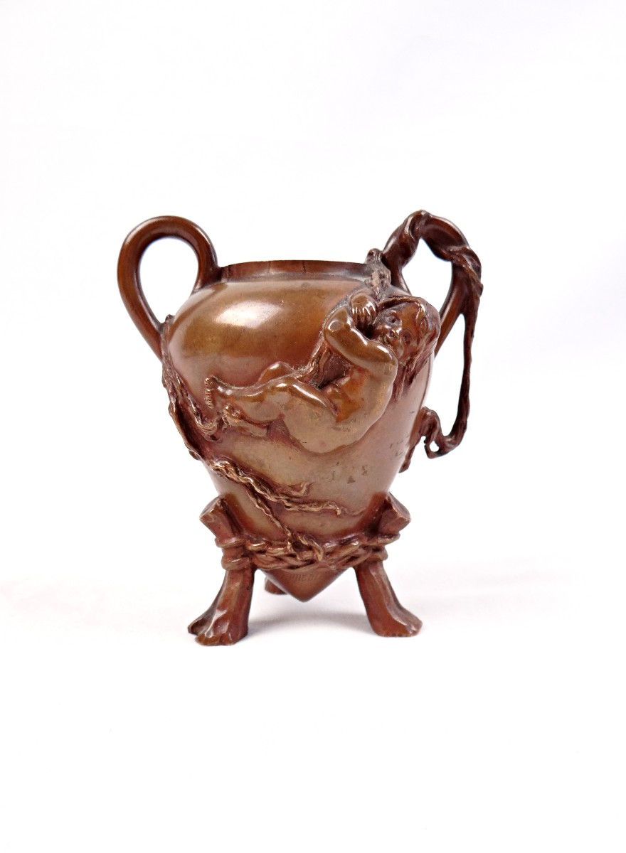 Vase bougeoir en bronze signé Barbedienne & Barrias Art Nouveau fin XIXe