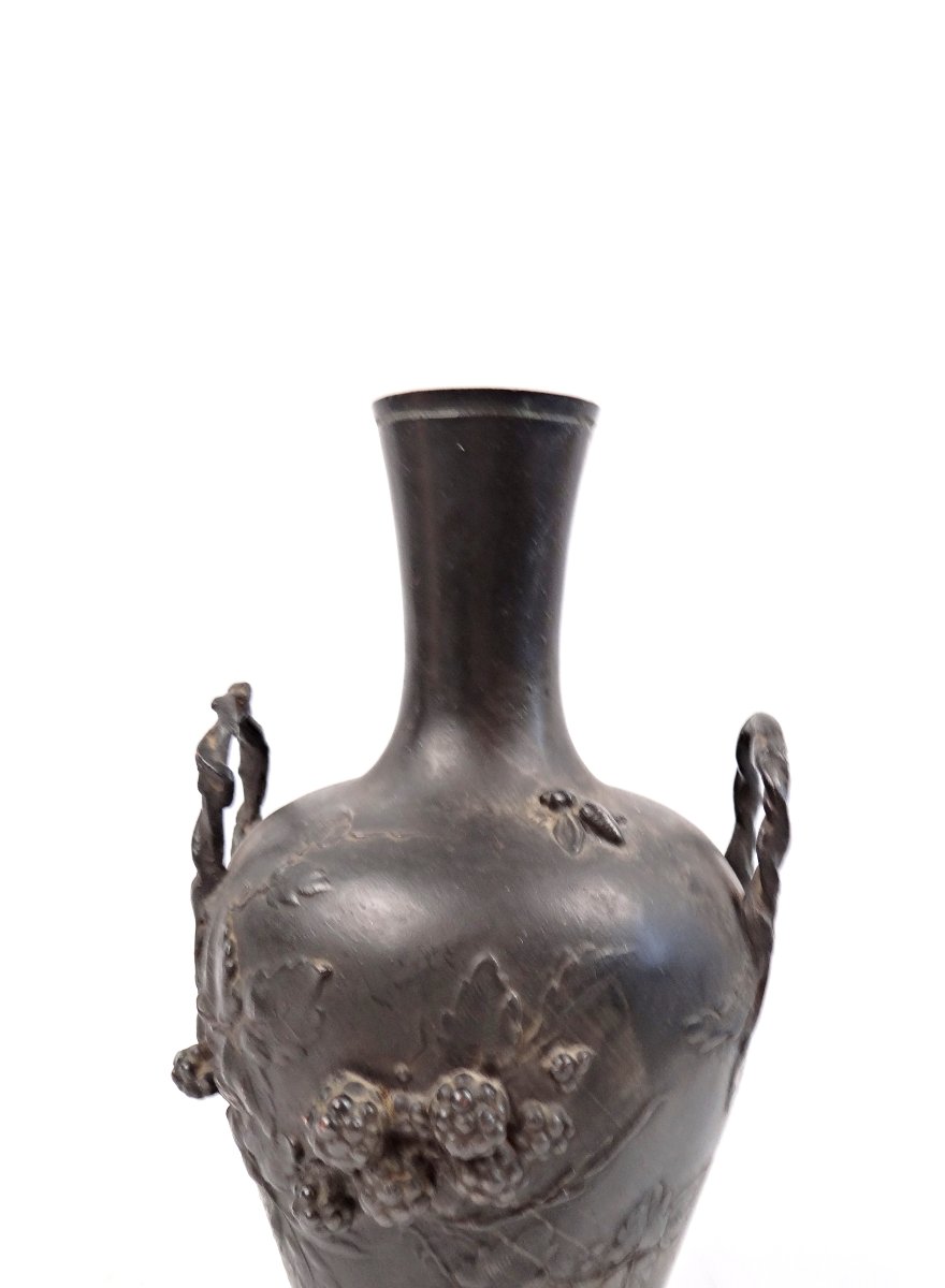 Vase Art Nouveau en bronze à anses signé François Moreau (1832-1926) fin XIXe-photo-2