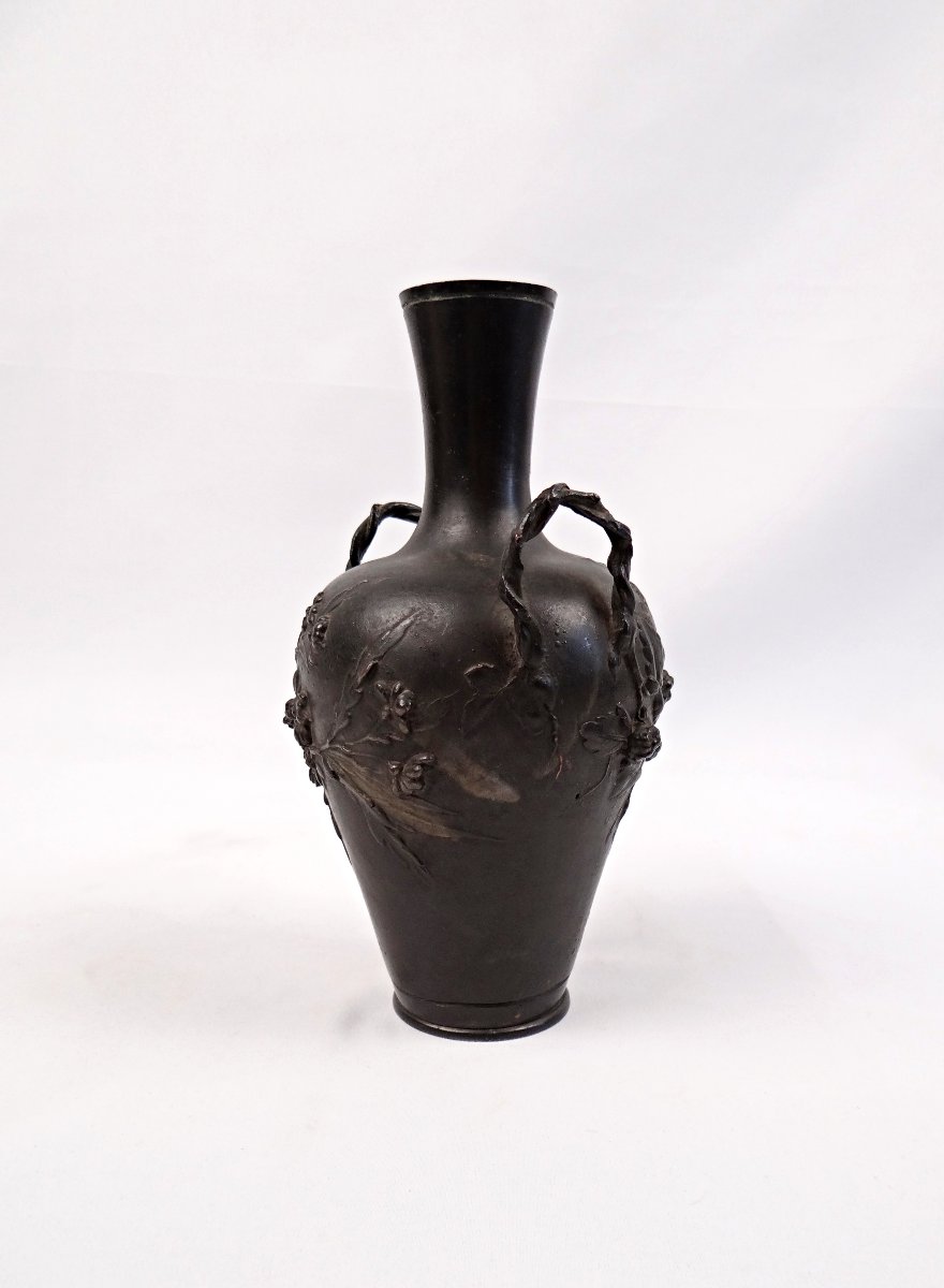 Vase Art Nouveau en bronze à anses signé François Moreau (1832-1926) fin XIXe-photo-5