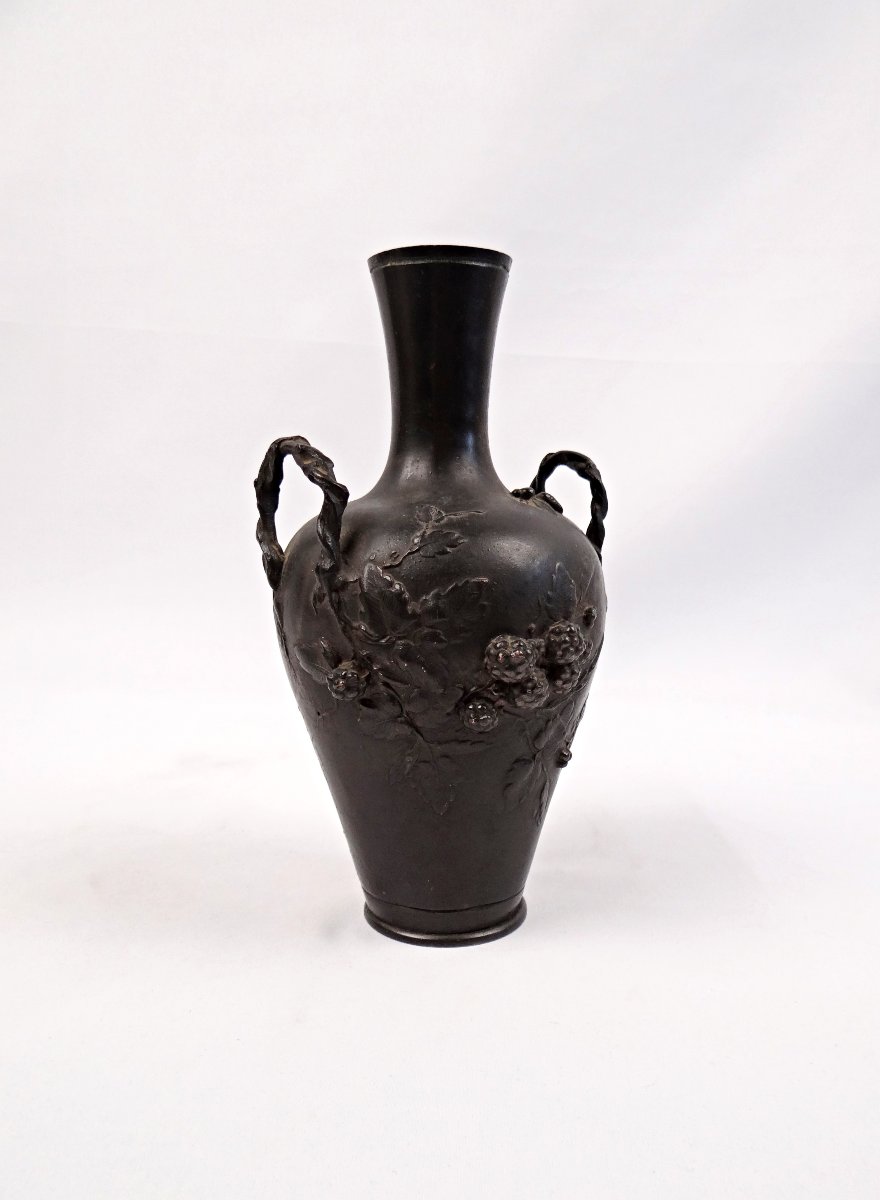 Vase Art Nouveau en bronze à anses signé François Moreau (1832-1926) fin XIXe-photo-7