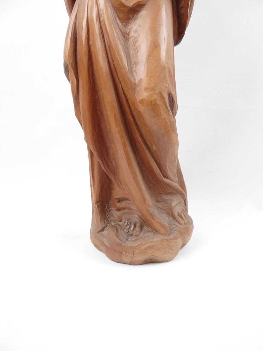 Vierge à l'Enfant en bois de tilleul sculpté Allemand Art religieux du Tyrol milieu XXe-photo-4