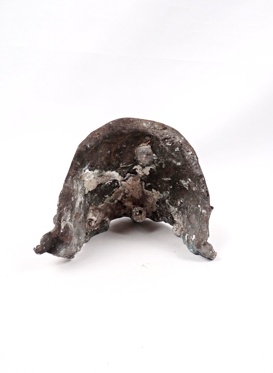 Solid Bronze Death Mask Of A Man Curiosity Cabinet 20th Century-photo-1