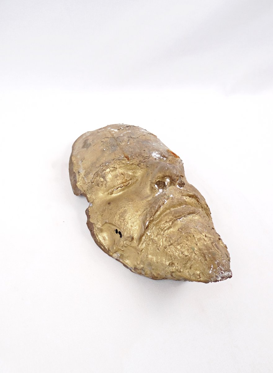 Masque mortuaire en bronze massif de Lénine cabinet de curiosité début XXe-photo-3