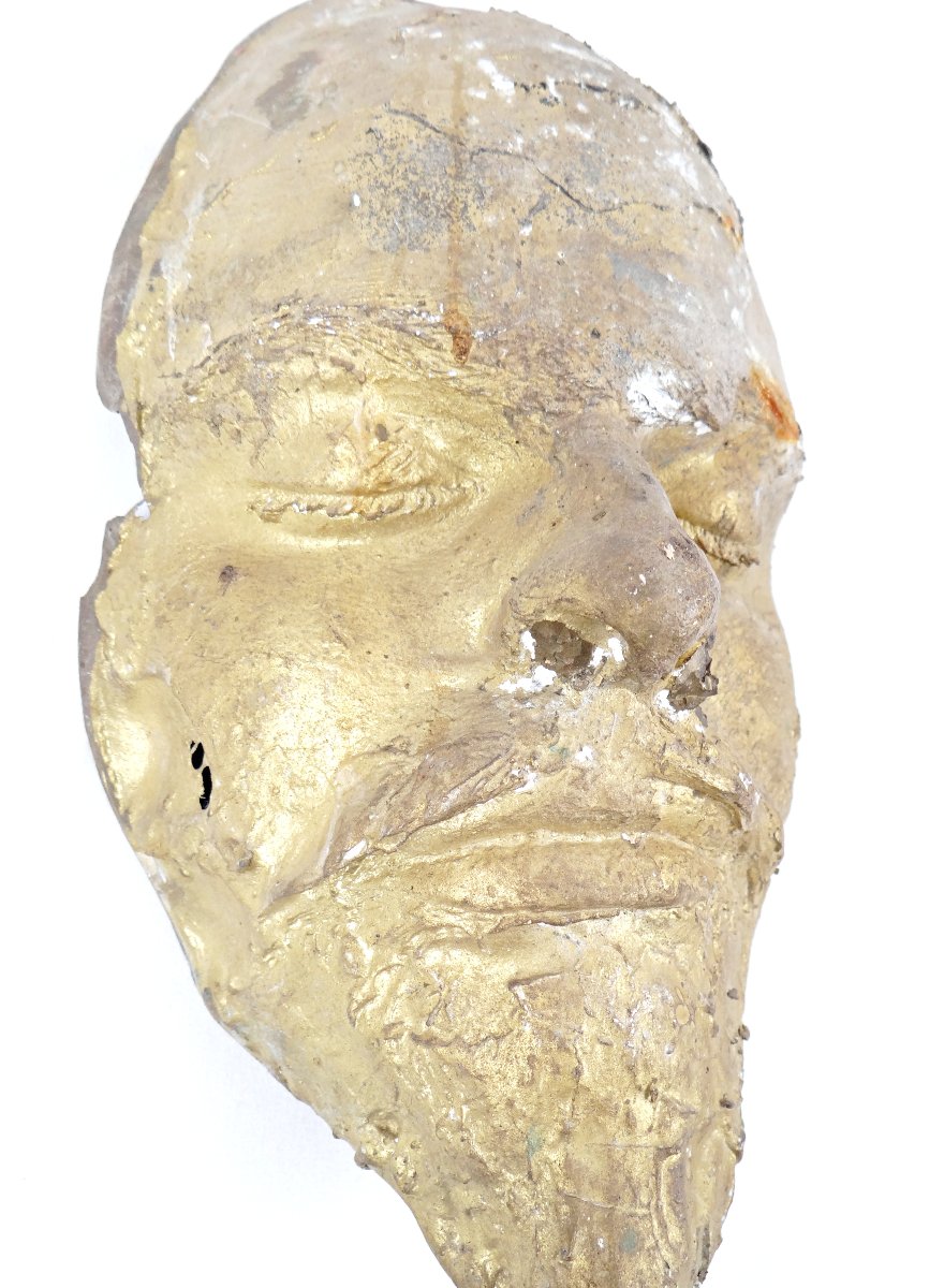Masque mortuaire en bronze massif de Lénine cabinet de curiosité début XXe-photo-1