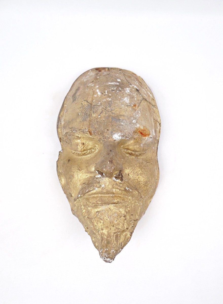 Masque mortuaire en bronze massif de Lénine cabinet de curiosité début XXe