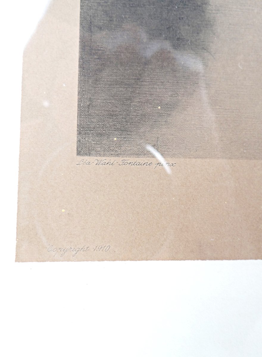 Gravure de Beethoven épreuve numéro 125 signée Léa Wahl Fontaine debut XXe 1910 -photo-4