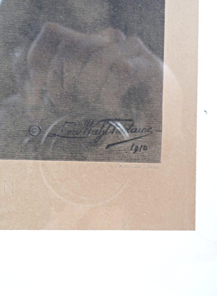 Gravure de Beethoven épreuve numéro 125 signée Léa Wahl Fontaine debut XXe 1910 -photo-5