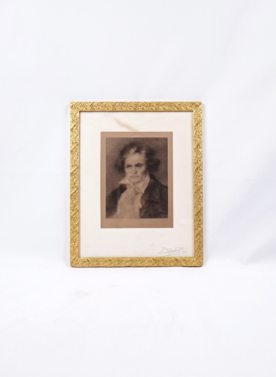 Gravure de Beethoven épreuve numéro 125 signée Léa Wahl Fontaine debut XXe 1910 