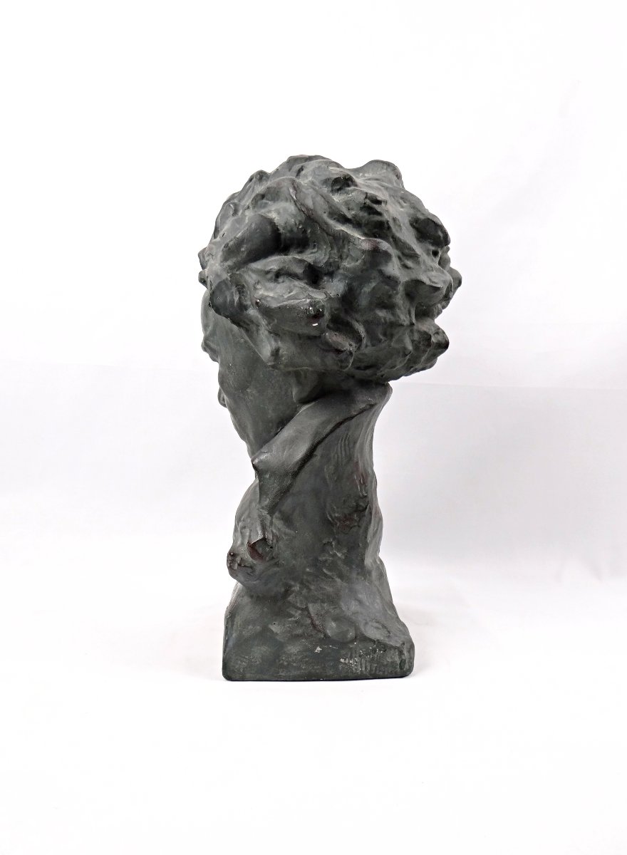 Art Deco Plaster Bust Of Ludwig Van Beethoven Signed Ugo Cipriani Early 20th Century-photo-4