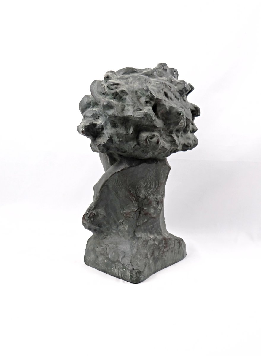 Art Deco Plaster Bust Of Ludwig Van Beethoven Signed Ugo Cipriani Early 20th Century-photo-1