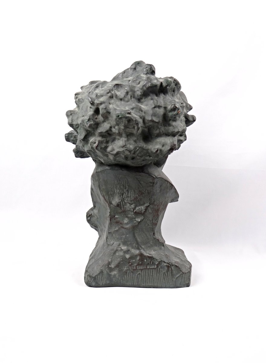 Art Deco Plaster Bust Of Ludwig Van Beethoven Signed Ugo Cipriani Early 20th Century-photo-2