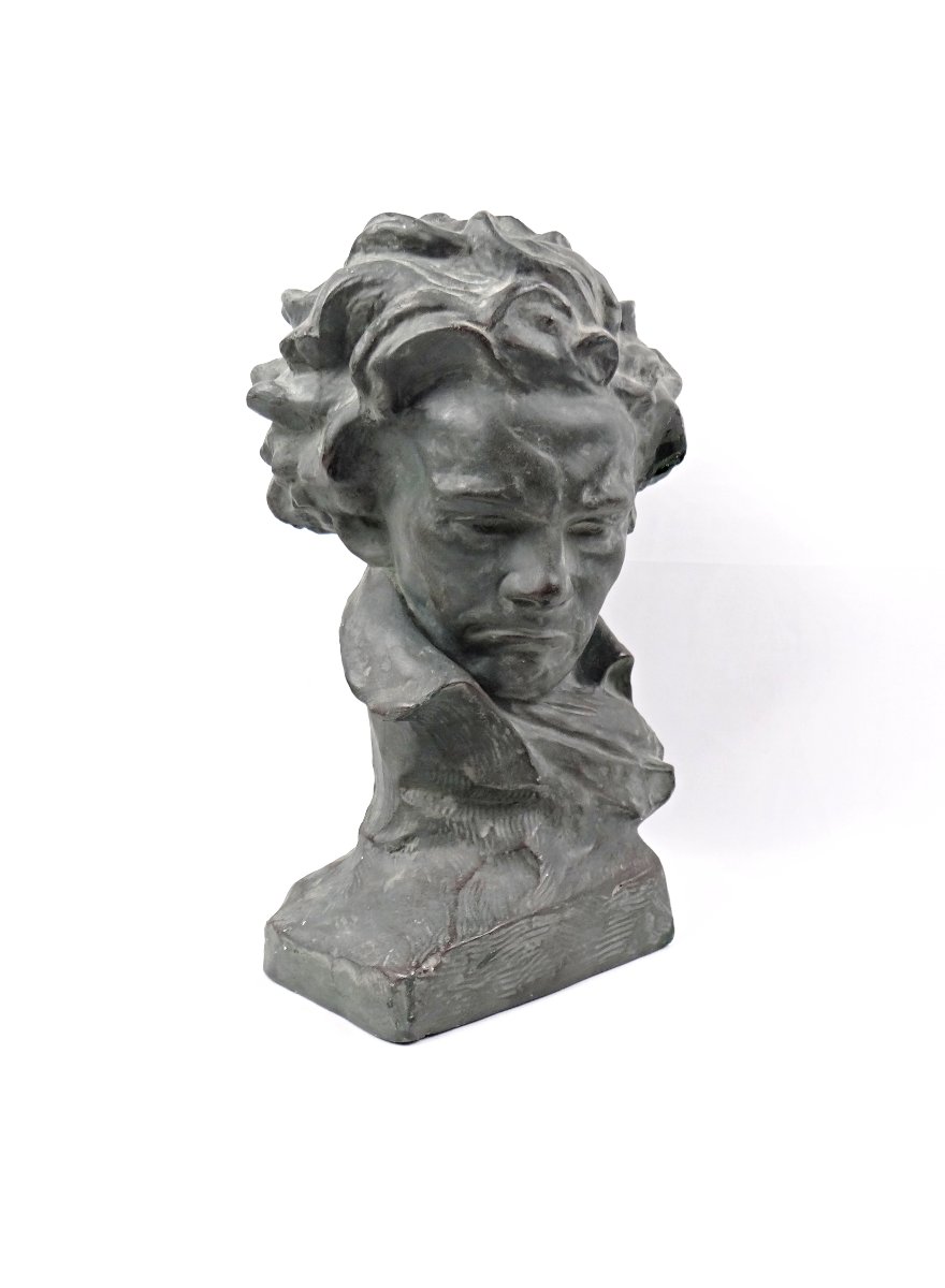 Art Deco Plaster Bust Of Ludwig Van Beethoven Signed Ugo Cipriani Early 20th Century-photo-6