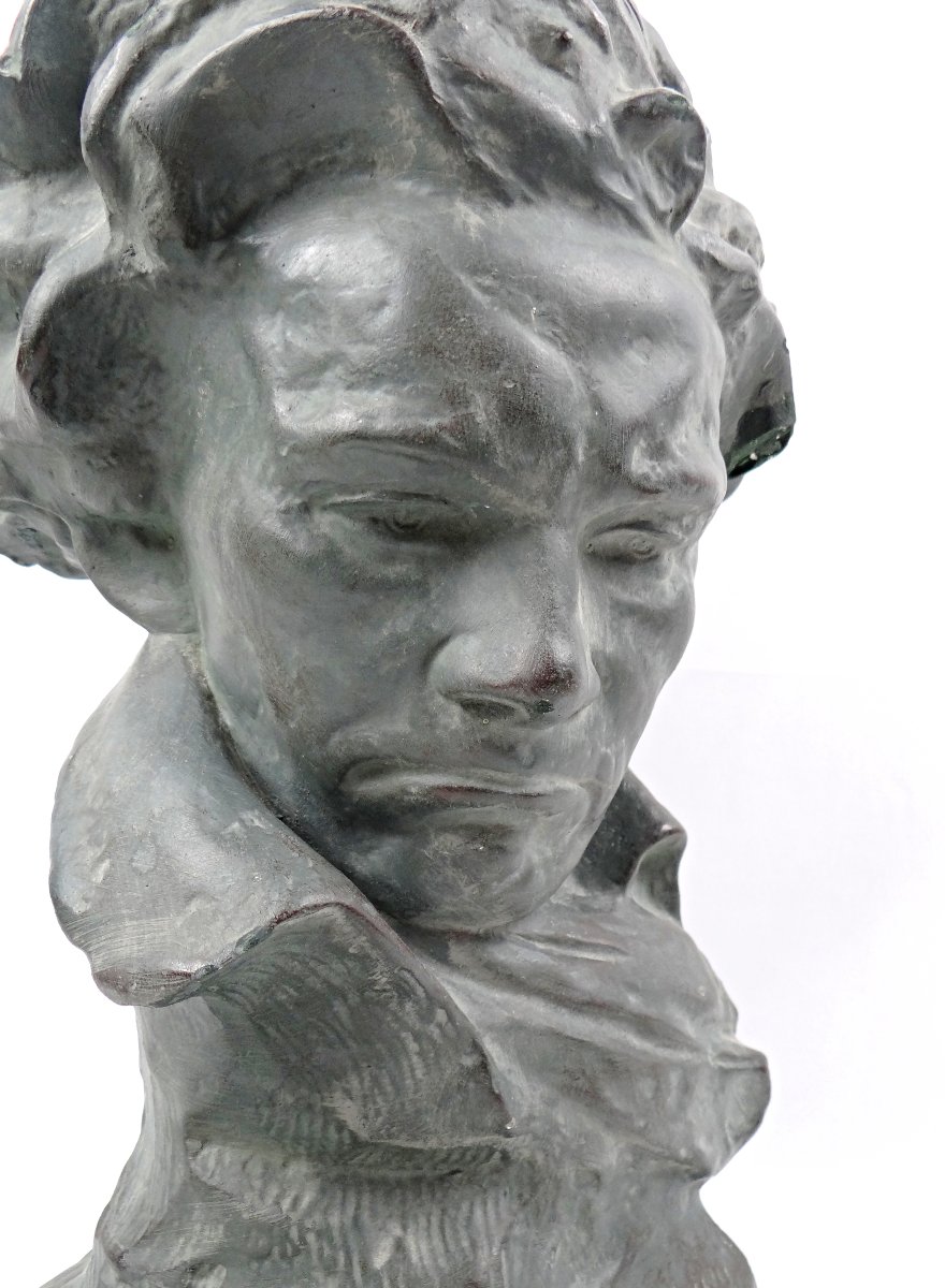 Art Deco Plaster Bust Of Ludwig Van Beethoven Signed Ugo Cipriani Early 20th Century-photo-7