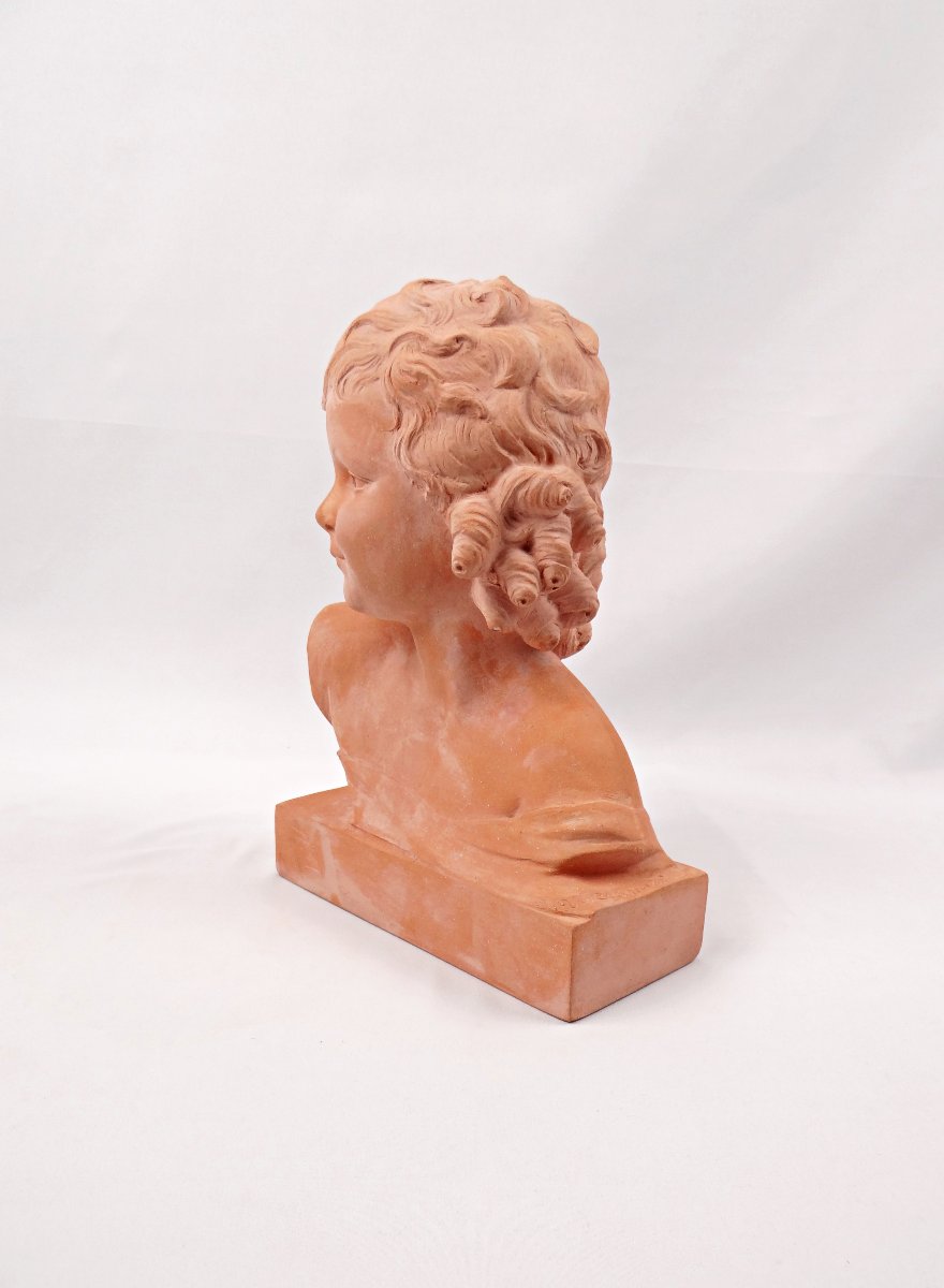 Buste Art Déco d'une fillette en terre cuite signée Ugo Cipriani début XXe-photo-8