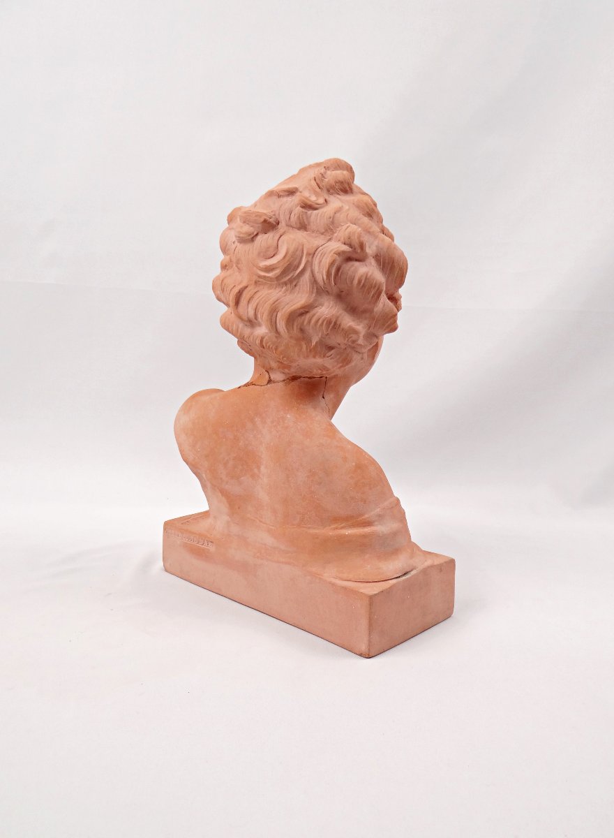 Buste Art Déco d'un garçon en terre cuite signée Ugo Cipriani début XXe-photo-2