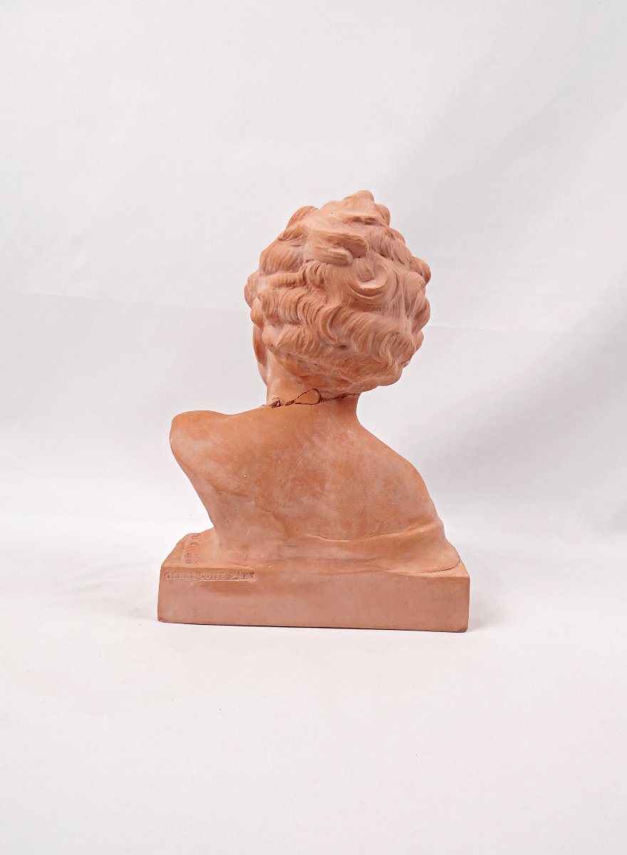 Buste Art Déco d'un garçon en terre cuite signée Ugo Cipriani début XXe-photo-3