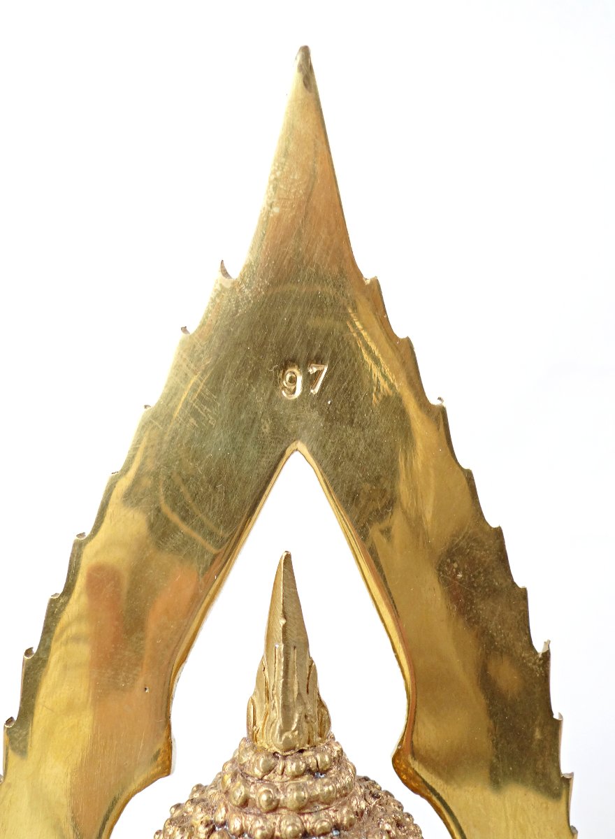 Buddha Shakyamuni Phra Phuttha Chinnarat Gilt Bronze Sculpture Thailand Mid 20th Century-photo-5