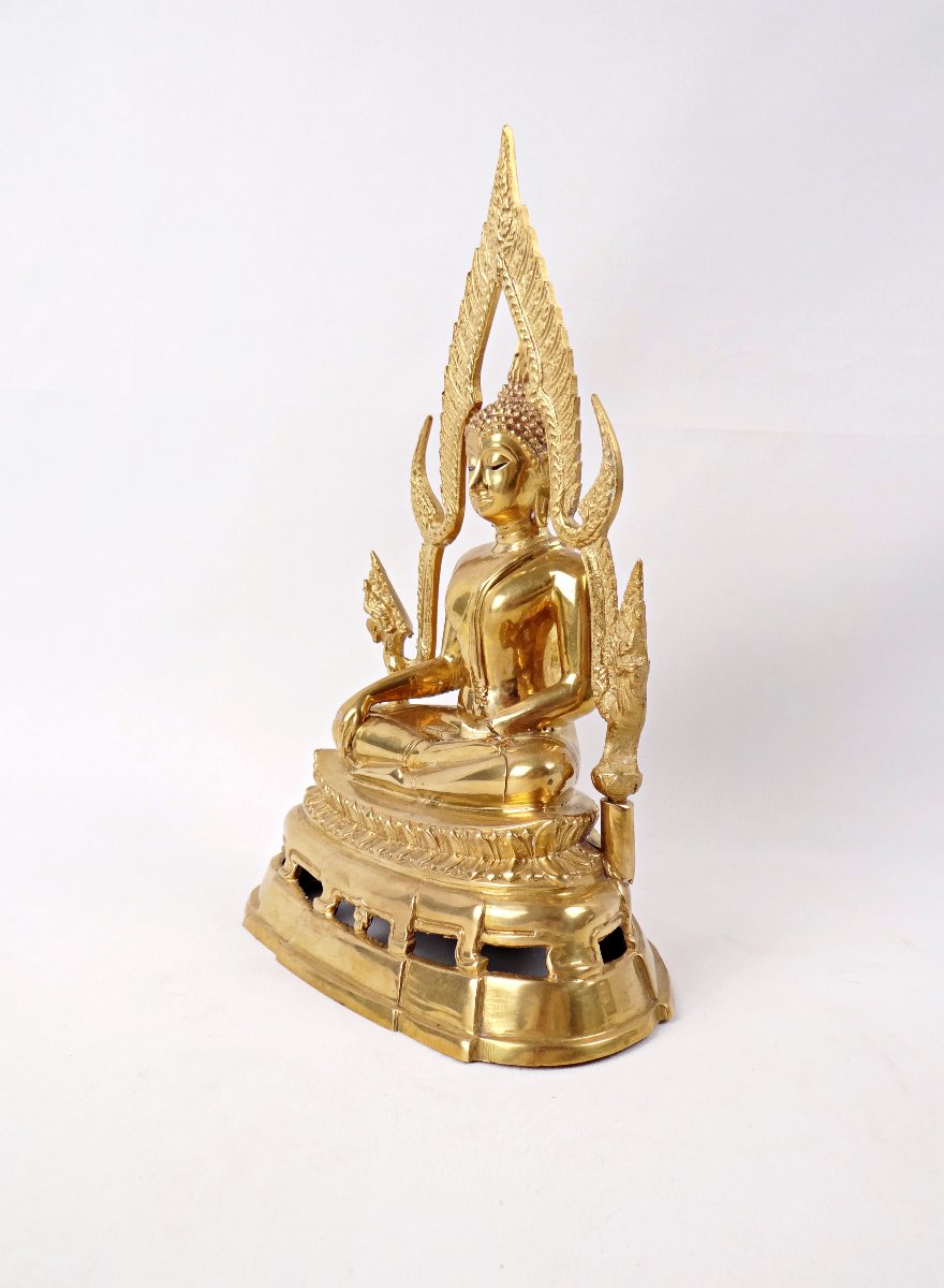 Buddha Shakyamuni Phra Phuttha Chinnarat Gilt Bronze Sculpture Thailand Mid 20th Century-photo-7