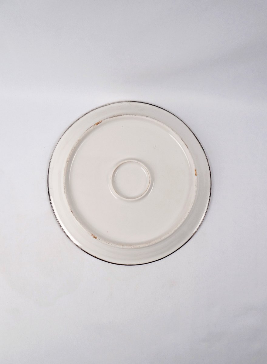 Large Porcelain Dish In The Imari Style With Solid Silver Outline, Late 19th Century-photo-3
