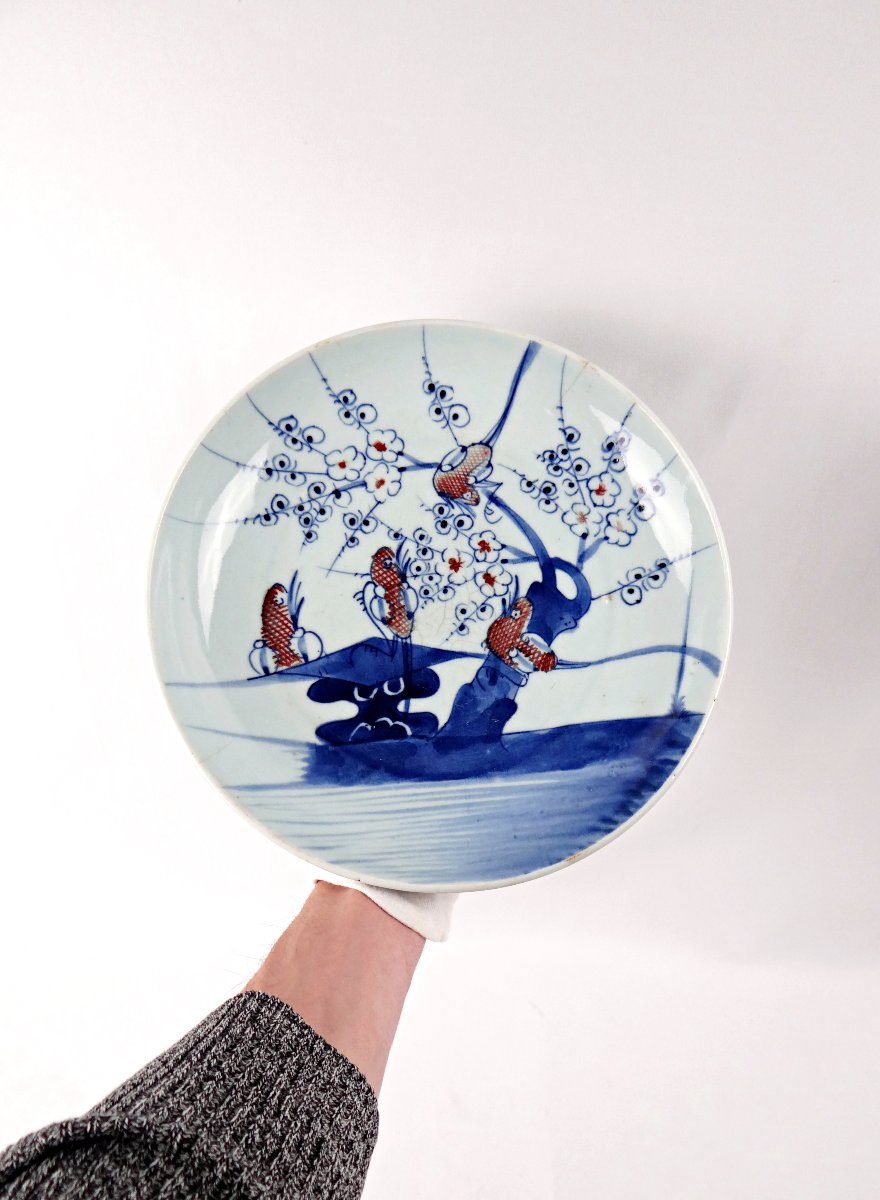 Antique Chinese Porcelain Soup Plate, Lake Décor, Late 19th Century-photo-2