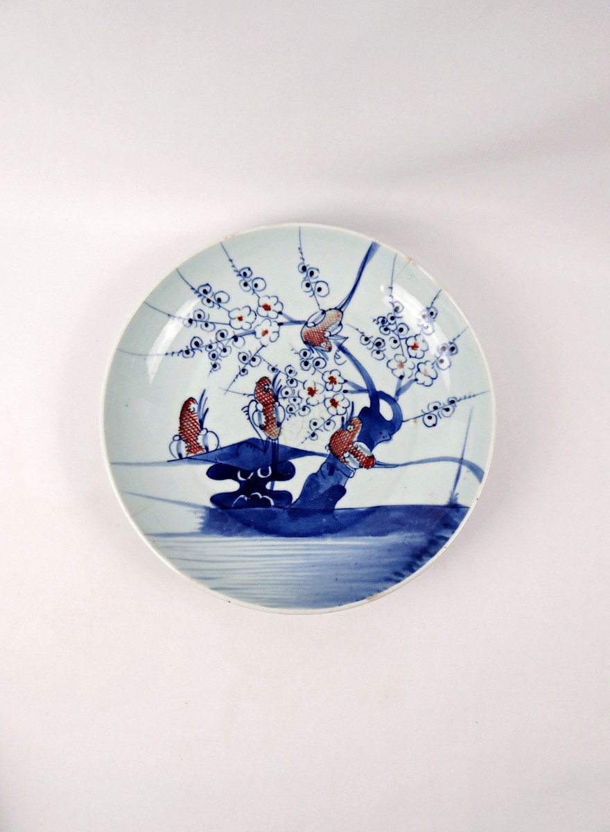 Antique Chinese Porcelain Soup Plate, Lake Décor, Late 19th Century