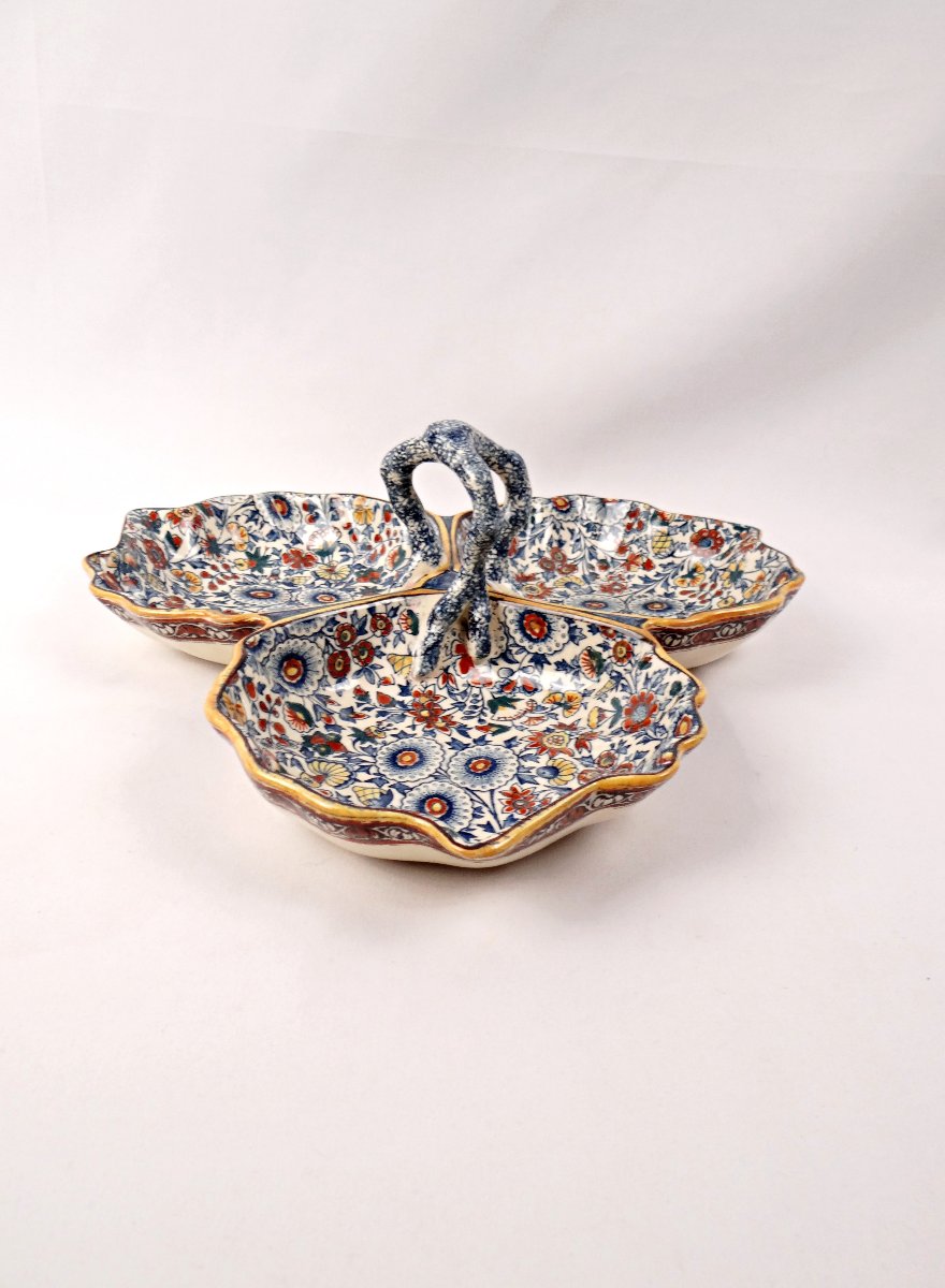 Gien Earthenware Cake Or Aperitif Display Persan Model Late 19th Century-photo-2