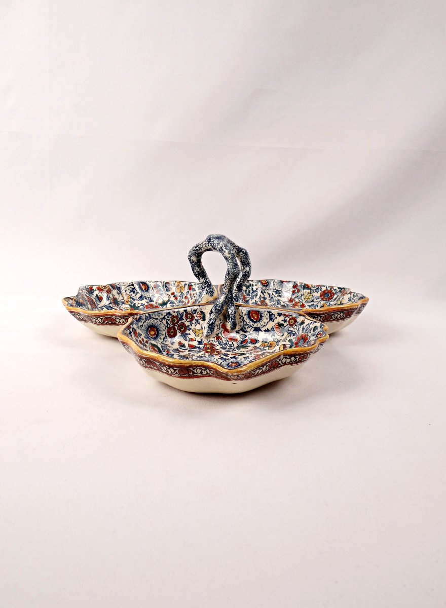 Gien Earthenware Cake Or Aperitif Display Persan Model Late 19th Century-photo-3