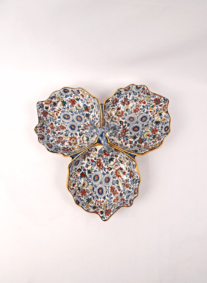 Gien Earthenware Cake Or Aperitif Display Persan Model Late 19th Century-photo-4