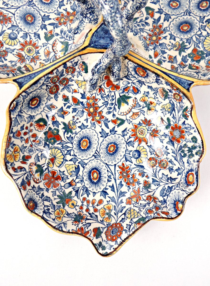 Gien Earthenware Cake Or Aperitif Display Persan Model Late 19th Century-photo-1