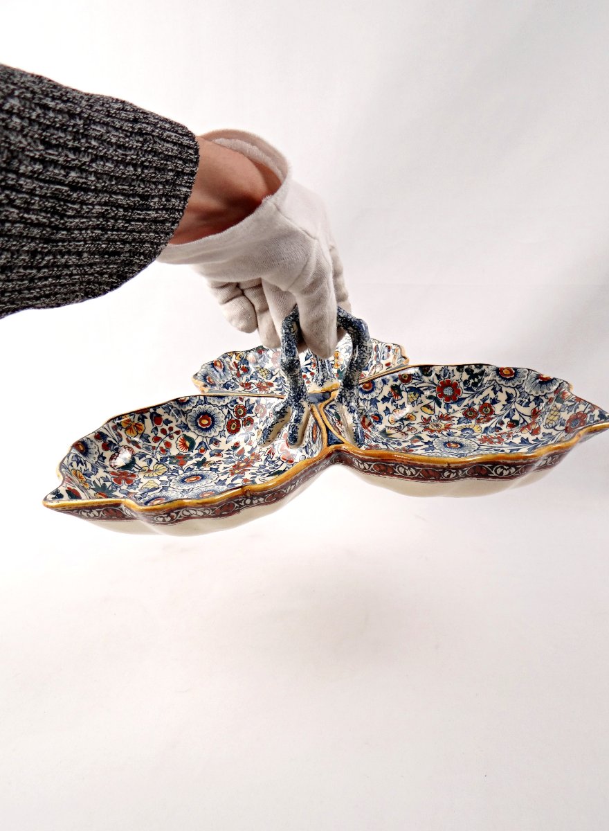 Gien Earthenware Cake Or Aperitif Display Persan Model Late 19th Century-photo-4