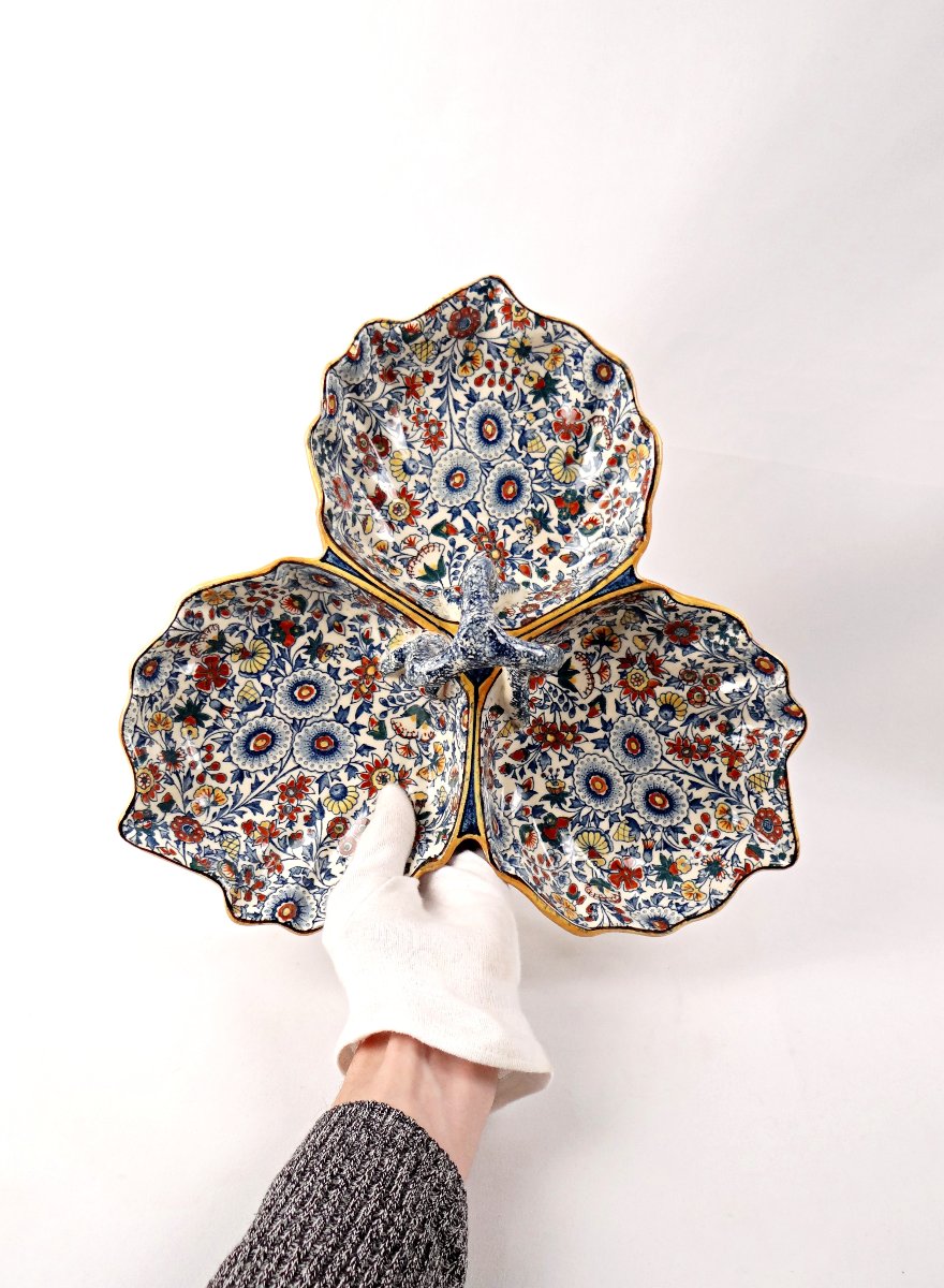 Gien Earthenware Cake Or Aperitif Display Persan Model Late 19th Century-photo-5