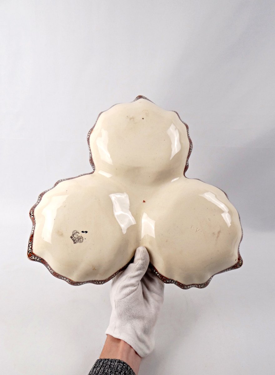 Gien Earthenware Cake Or Aperitif Display Persan Model Late 19th Century-photo-6