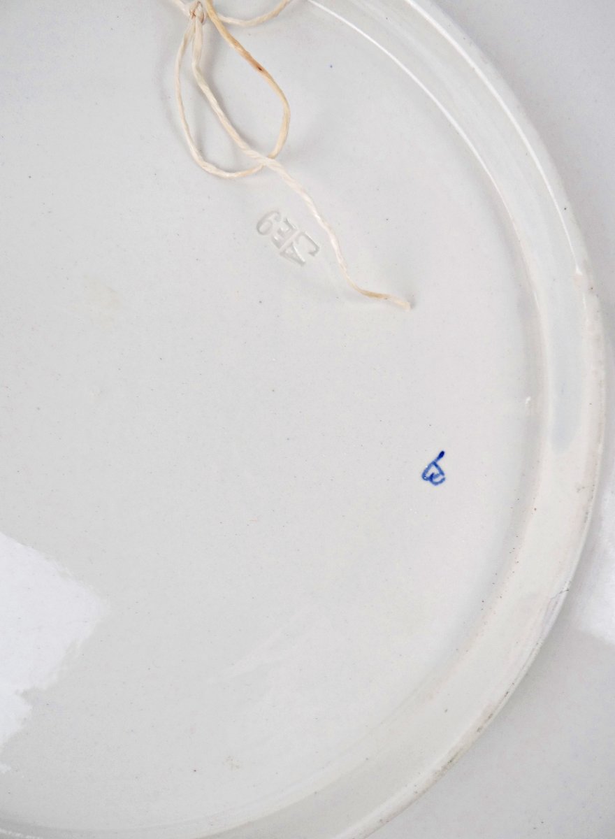 Circular Pie Dish In Gien Earthenware, Polychrome Decoration, Peony Pattern, Late 19th Century-photo-6