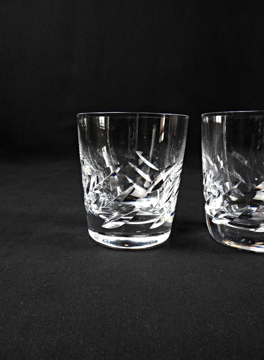 Lalique France Pair Of Crystal Whisky Glasses Artois Model Of 1950-photo-2